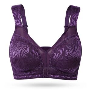 Wingslove Women's  Plus Size Bra Non Padded Wireless Bra Purple 38DD
